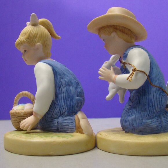 VNTG Set of 2 Denim Days Easter #1521 Home Interiors/Homco Ceramic Figurines EUC - Picture 8 of 16